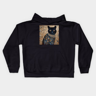 Black Klimt Cat in Ceremonial Vestments Kids Hoodie